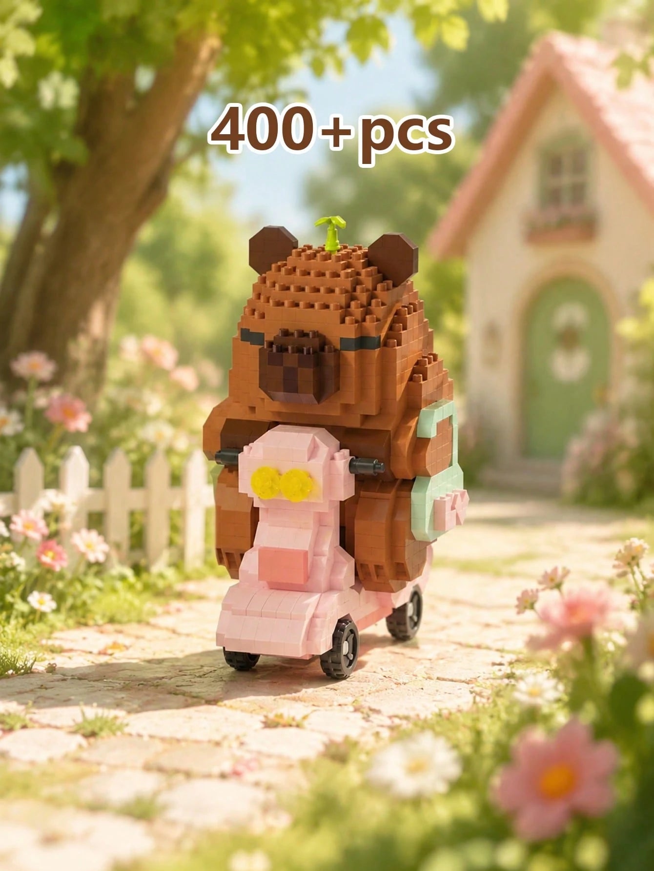POKOJA LAND 400+Pcs Cute Capybara Adult Building Blocks DIY Assembly Doll, Stress & Pressure Relief Desktop Ornament, Home Office Collection Decor, Ideal Birthday Father's Day Wedding Graduation Holid