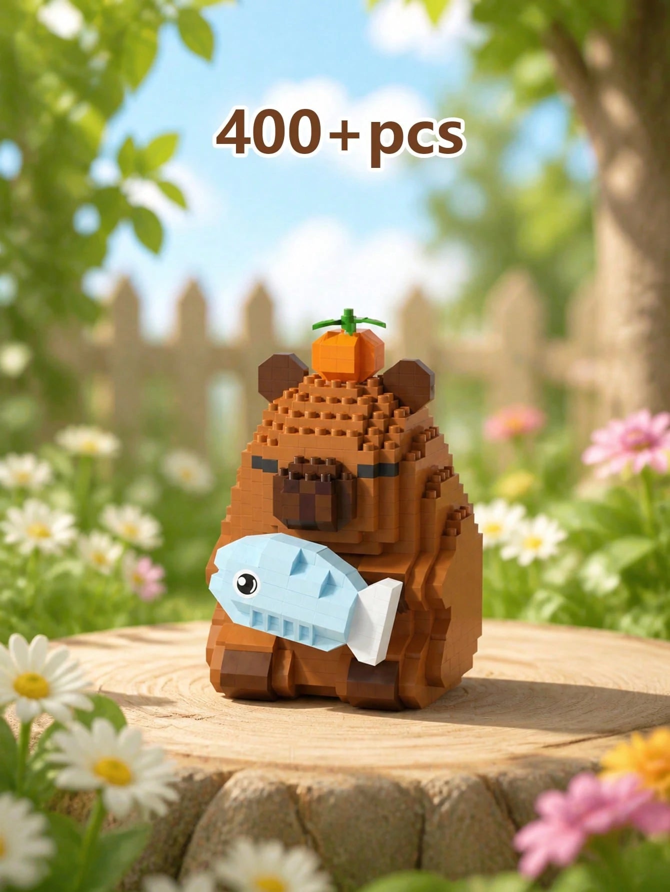 POKOJA LAND 400+Pcs Cute Capybara Adult Building Blocks DIY Assembly Doll, Stress & Pressure Relief Desktop Ornament, Home Office Collection Decor, Ideal Birthday Father's Day Wedding Graduation Holid