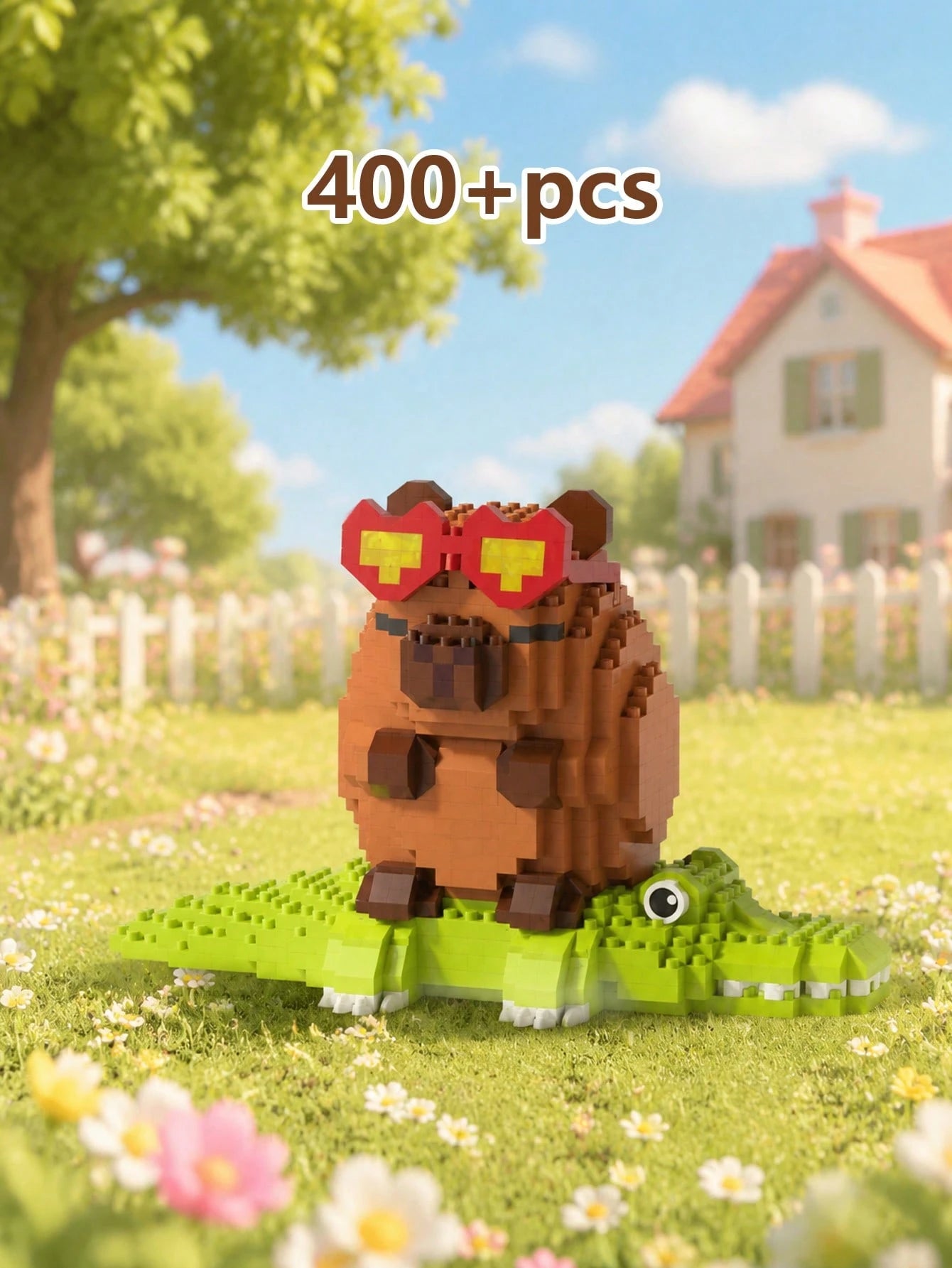POKOJA LAND 400+Pcs Cute Capybara Adult Building Blocks DIY Assembly Doll, Stress & Pressure Relief Desktop Ornament, Home Office Collection Decor, Ideal Birthday Father's Day Wedding Graduation Holid