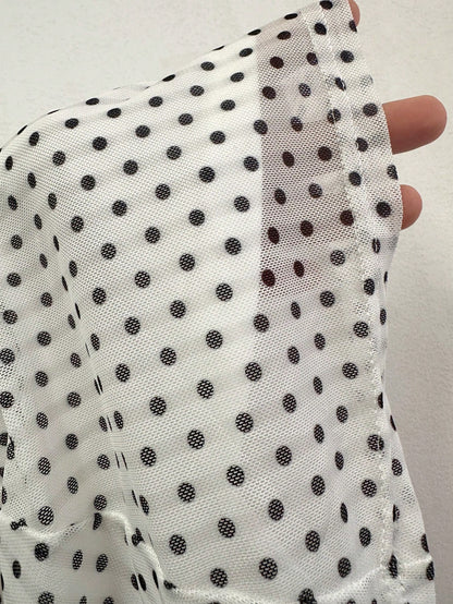 Polka Dot Mesh Lined Slip Mini Dress, V Neck Spaghetti Strap Ruched Tie Back For Beach Party Bodycon White,Back To School Super Short Dress Elegant