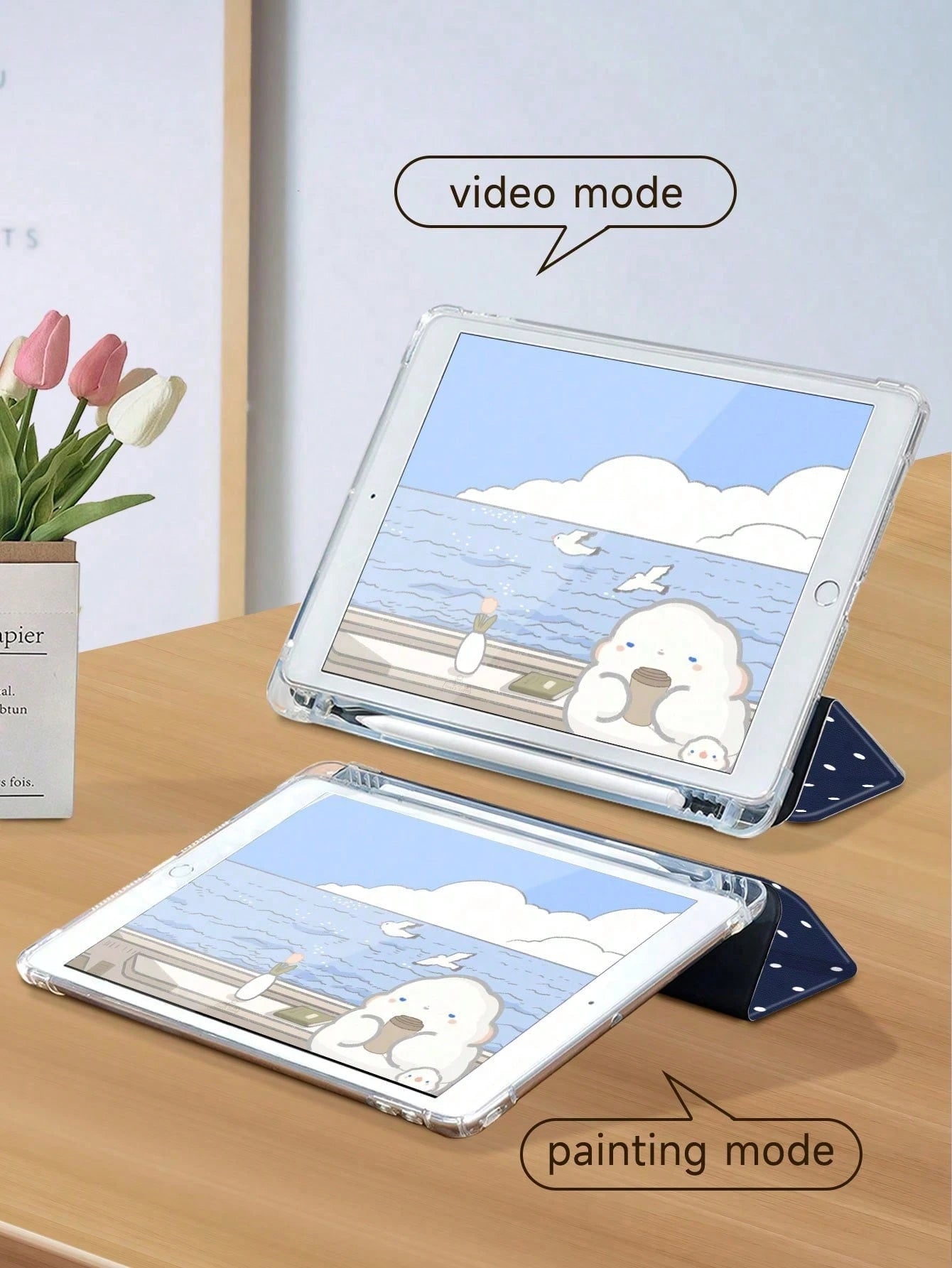 Polka Dot & Minimalist Pattern Tablet Protective Case, Compatible With IPad 9.7/10.2/10.5/10.9/12.9/Pro 11 (10th Gen), Galaxy Tab S6 Lite 10.4", Kindle Paperwhite 12th Gen (2024), Kindle 11th Gen (202