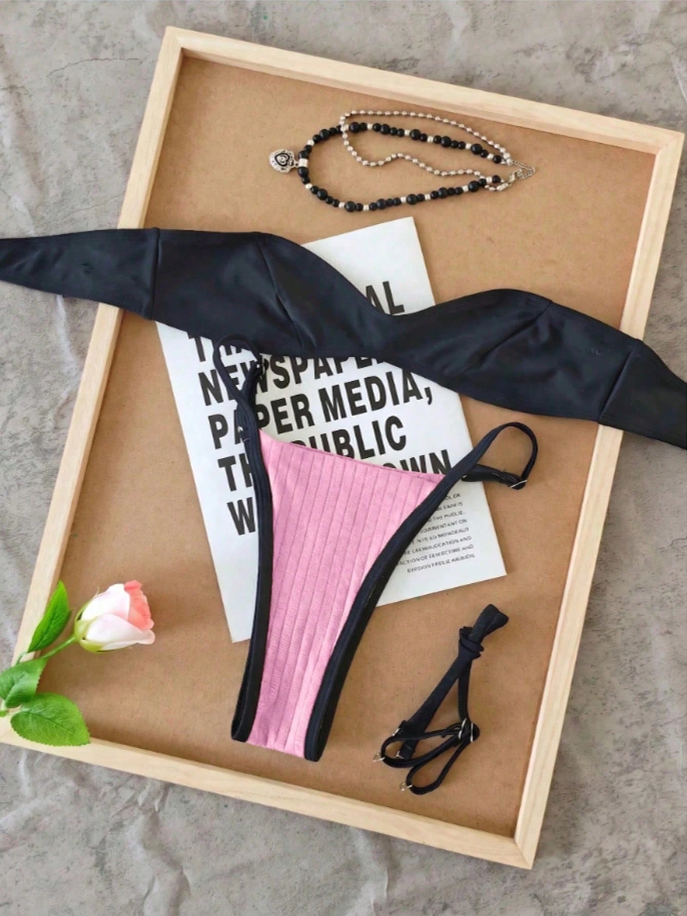 Polovedo Official, 2026 Women's Summer New, Pink, Beach Vacation Date Party, Detachable Spaghetti Strap, Sexy Bikini Set
