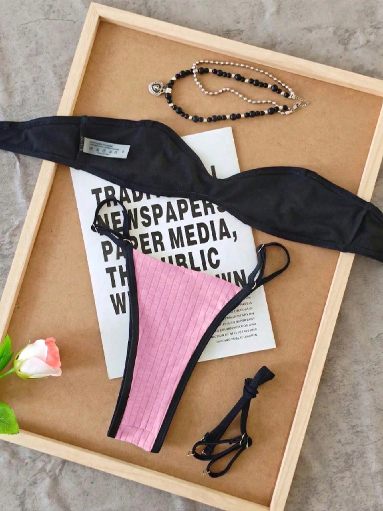 Polovedo Official, 2026 Women's Summer New, Pink, Beach Vacation Date Party, Detachable Spaghetti Strap, Sexy Bikini Set