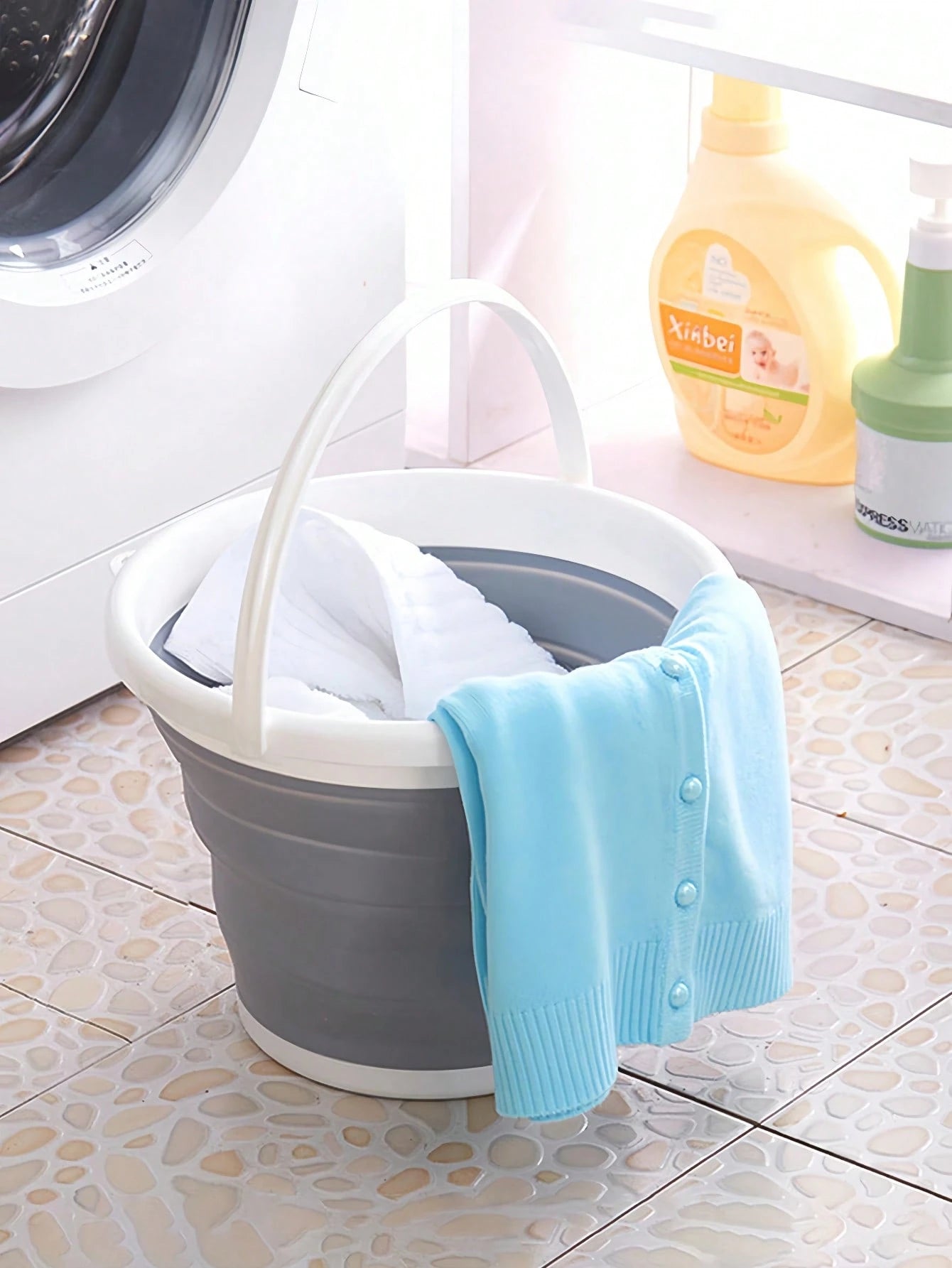 Portable Collapsible Plastic Bucket Foldable Car Wash Basin Fishing Pail Water Storage Bucket Washbasin Laundry Tub Dishwashing Bucket Shower Basin For Camping Outdoor For Women Mom Wedding College Do