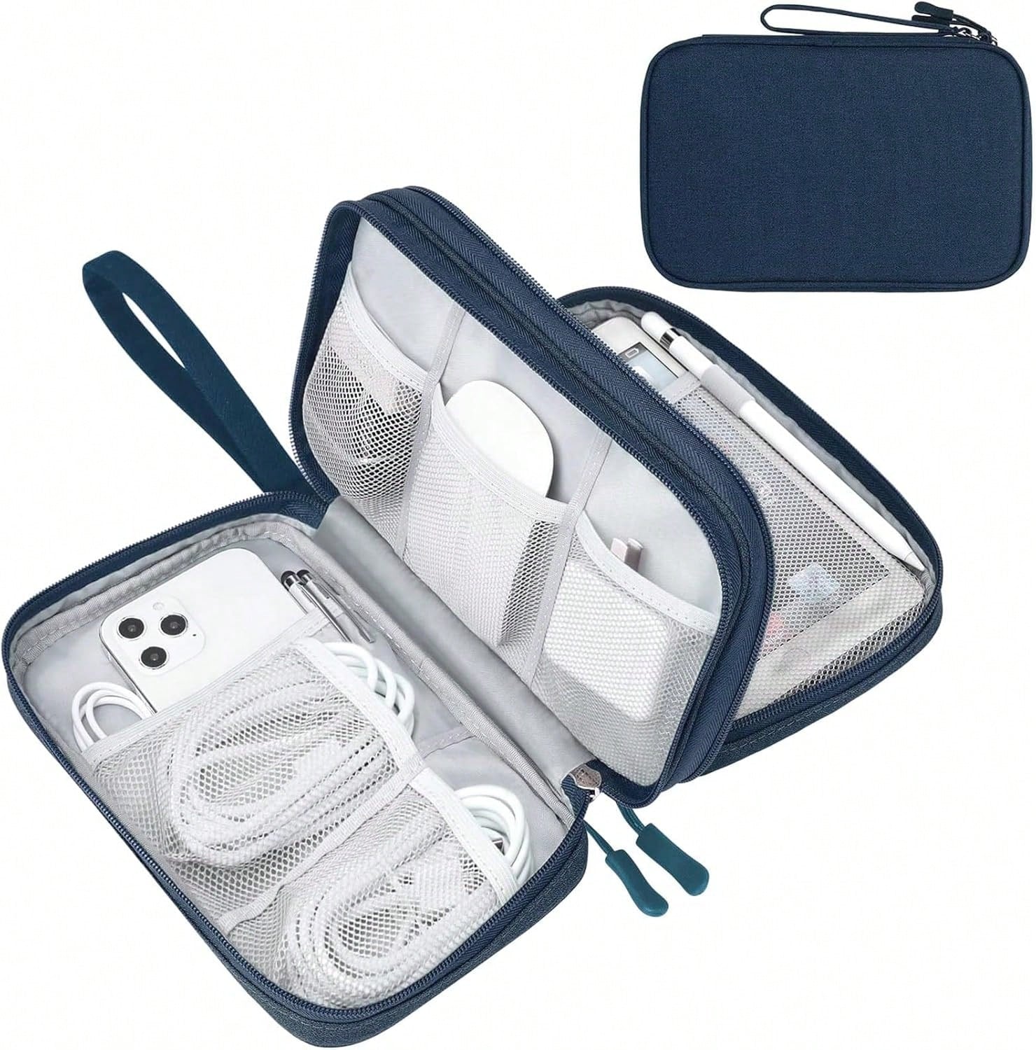 Portable Cord Organizer For Purse Small Canvas Travel Case For Chargers Cables Earphones Cute Shockproof Storage Pouch Back To School Gift Travel Essentials