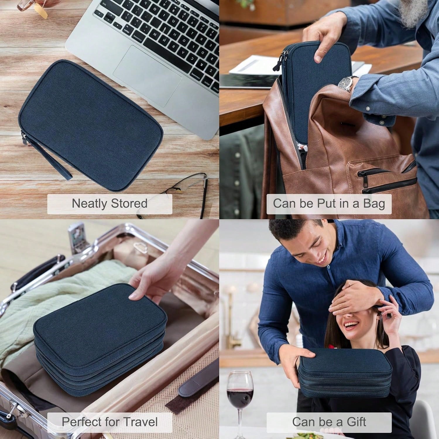 Portable Cord Organizer For Purse Small Canvas Travel Case For Chargers Cables Earphones Cute Shockproof Storage Pouch Back To School Gift Travel Essentials