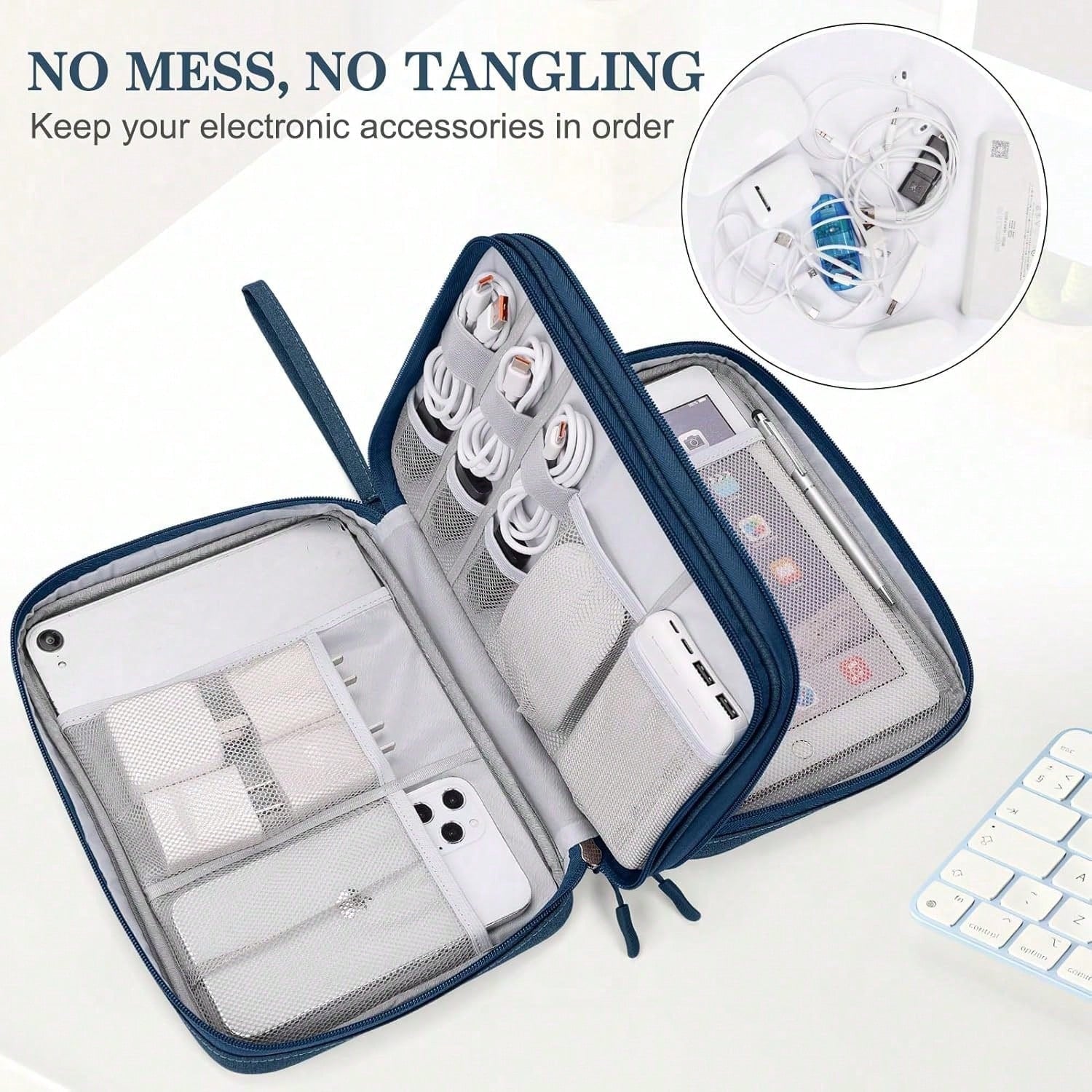 Portable Cord Organizer For Purse Small Canvas Travel Case For Chargers Cables Earphones Cute Shockproof Storage Pouch Back To School Gift Travel Essentials