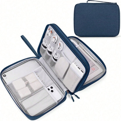 Portable Cord Organizer For Purse Small Canvas Travel Case For Chargers Cables Earphones Cute Shockproof Storage Pouch Back To School Gift Travel Essentials