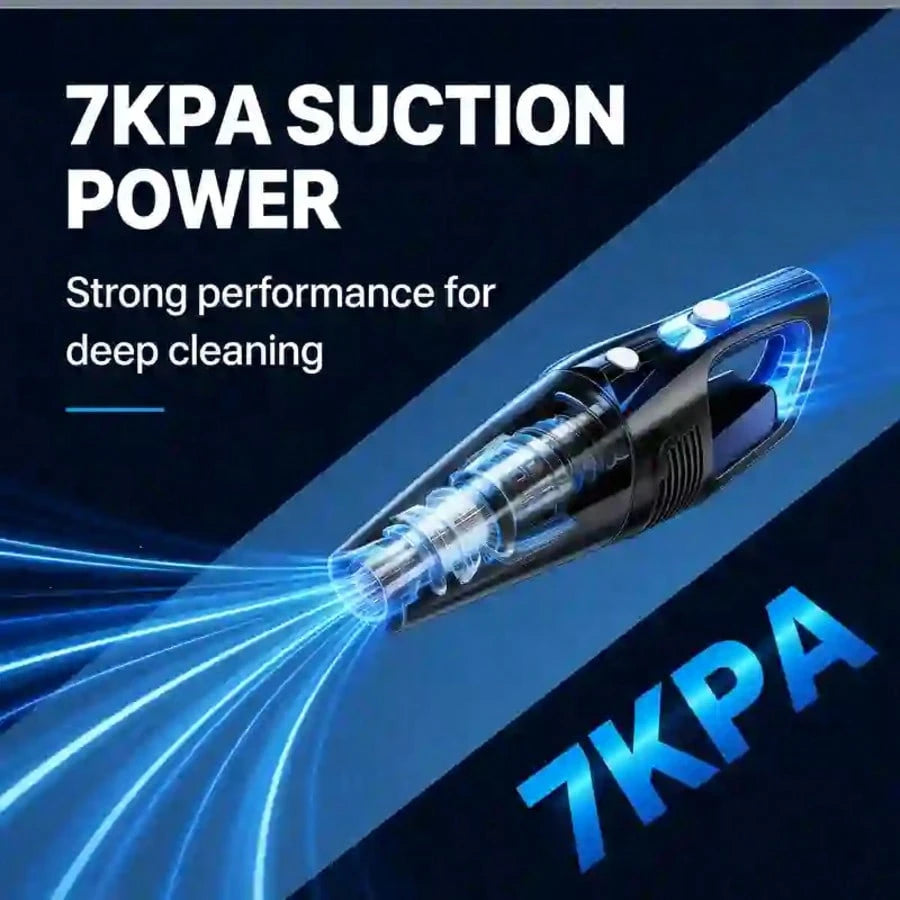 Portable Cordless Car Vacuum Cleaner: 7kPa Strong Suction, Low Noise, Multiple Attachments; Suitable For Home, Car, And Pet Hair Cleaning.