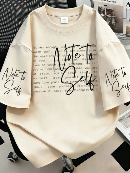 Positive Motivational Slogan Print Plus Size Women Crew Neck T-Shirt Casual Summer
