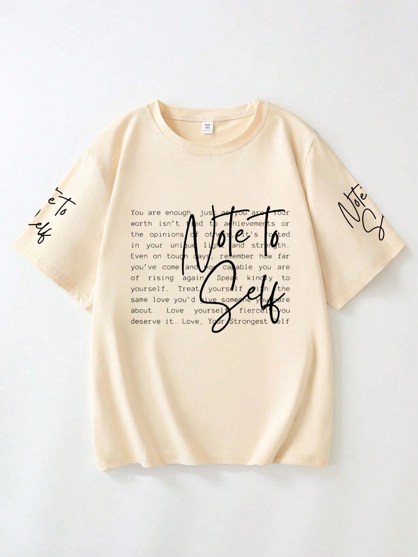 Positive Motivational Slogan Print Plus Size Women Crew Neck T-Shirt Casual Summer