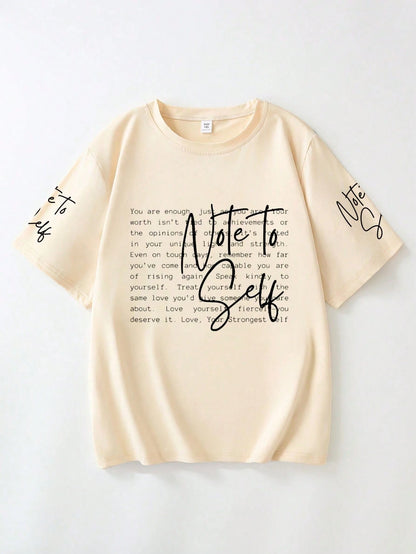 Positive Motivational Slogan Print Plus Size Women Crew Neck T-Shirt Casual Summer