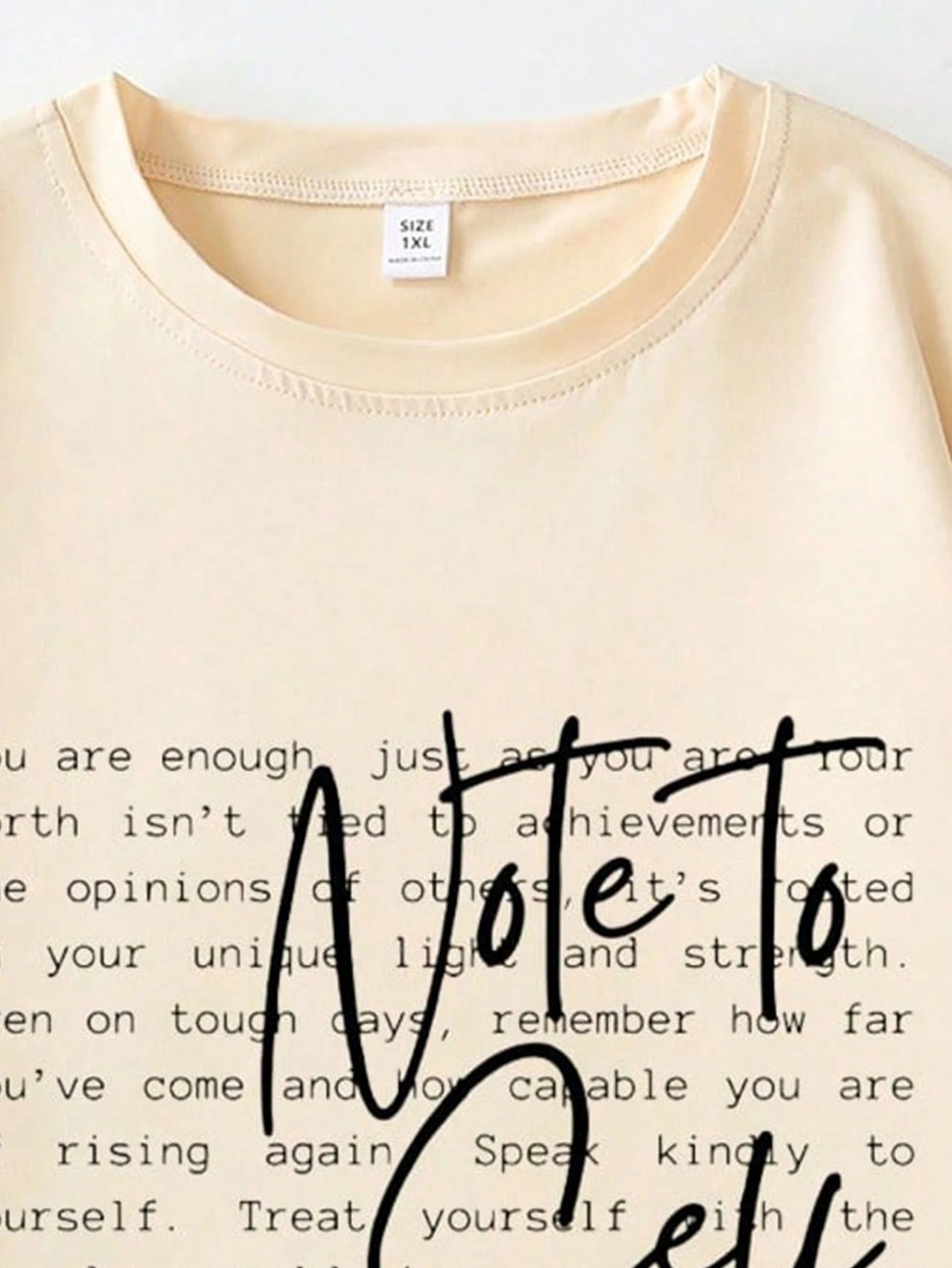 Positive Motivational Slogan Print Plus Size Women Crew Neck T-Shirt Casual Summer