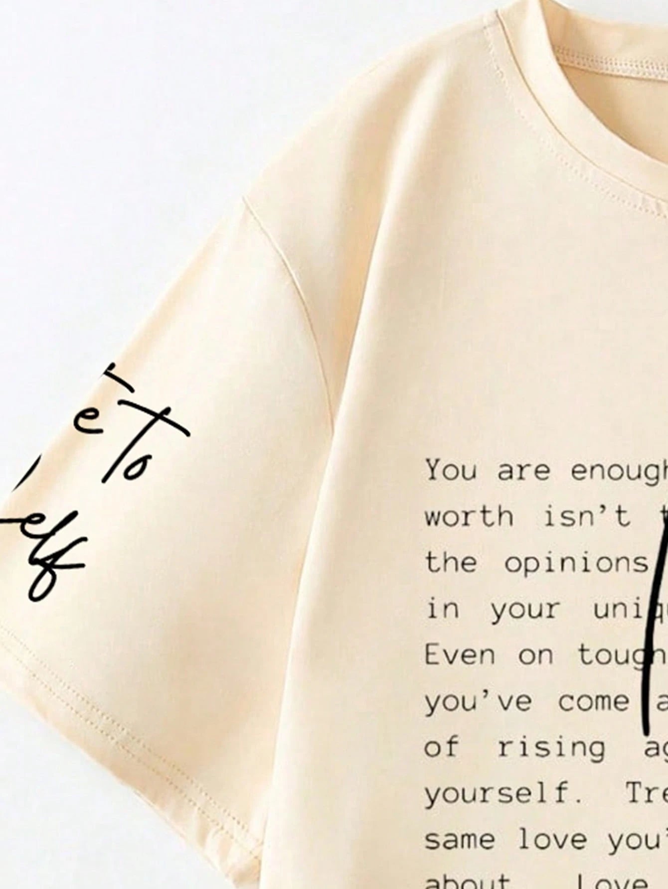 Positive Motivational Slogan Print Plus Size Women Crew Neck T-Shirt Casual Summer