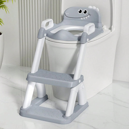 Potty Training Toilet Seat With Step Stool Ladder, 2-In-1 Toddler Potty Seat With Removable Triangular Stable Base, Splash Guard, Non-Slip Pads And Step Stool, Dinosaur Design With Multiple Color Opti