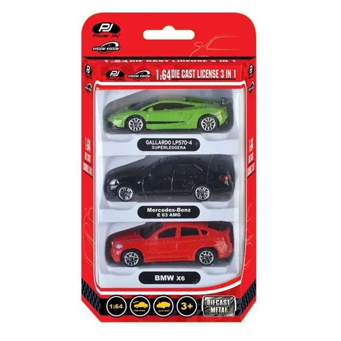 Power Joy Vroom Vroom Diecast Unif. Licensed 1/64 3-pieces