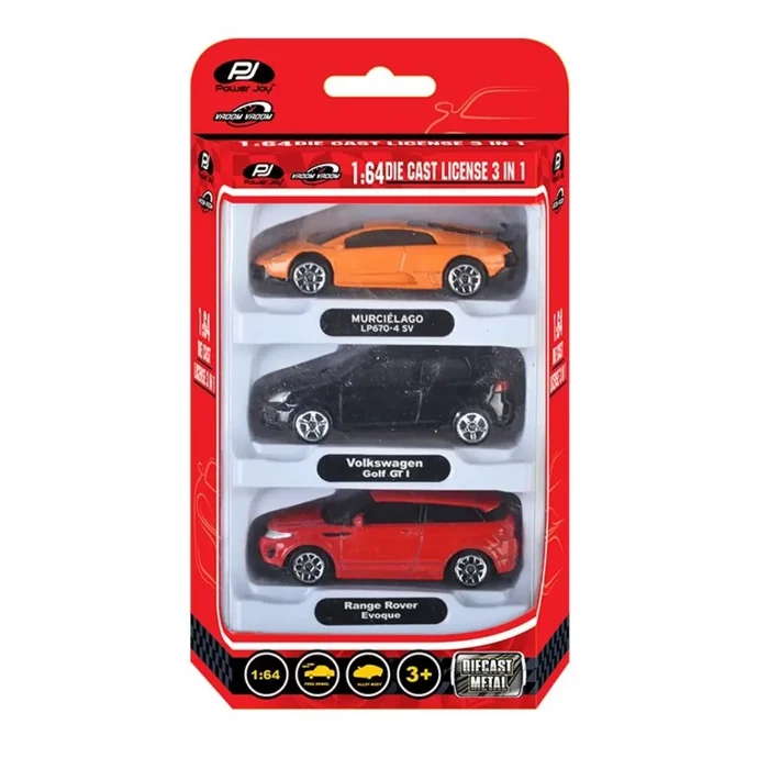 Power Joy Vroom Vroom Diecast Unif. Licensed 1/64 3-pieces