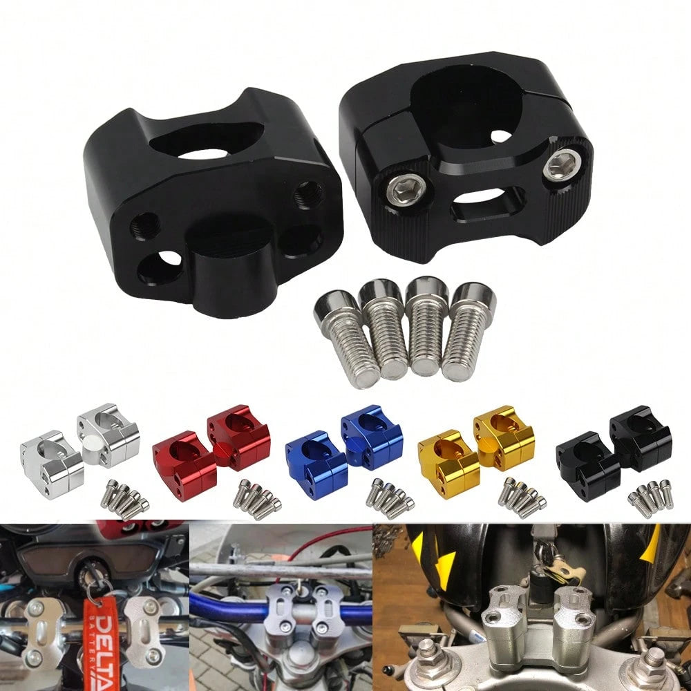 PowerMotor Universal Motorcycle CNC Handlebar Risers Mount Clamp Adaptor 22mm To 28mm Replacement For Suzuki Dirt Bike Motocross Modified Parts