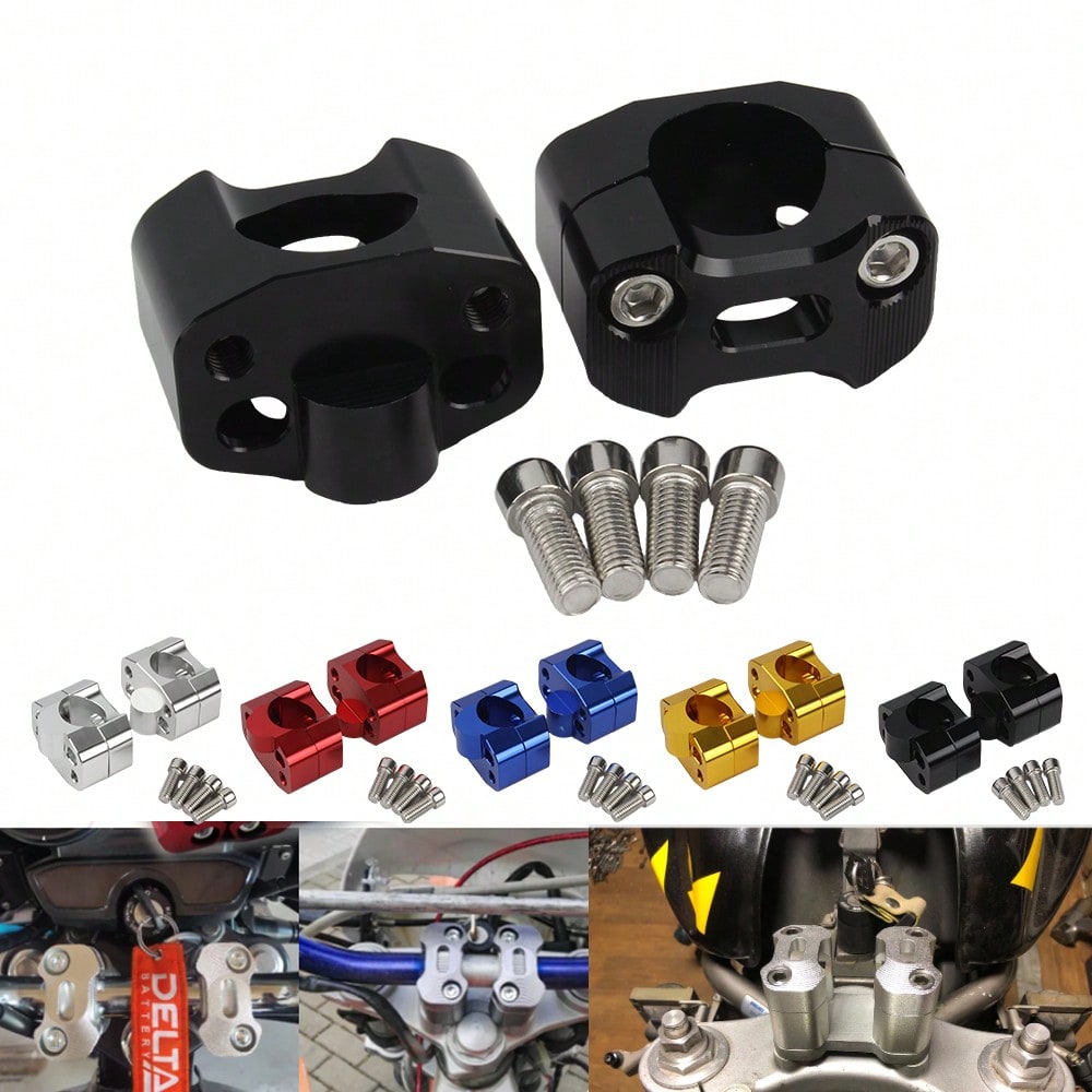 PowerMotor Universal Motorcycle CNC Handlebar Risers Mount Clamp Adaptor 22mm To 28mm Replacement For Suzuki Dirt Bike Motocross Modified Parts