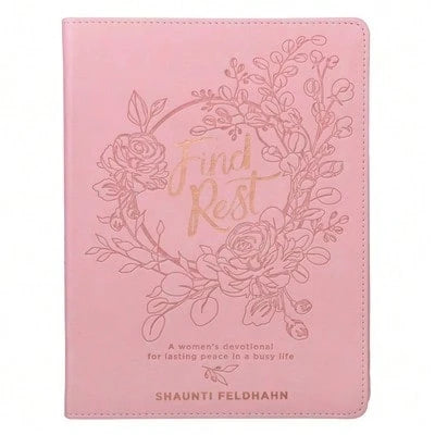 Pre-Owned Find Rest Womens Devotional For Lasting Peace In A Busy Life- Pink Faux Leather Flexcover (Hardcover)