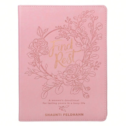 Pre-Owned Find Rest Womens Devotional For Lasting Peace In A Busy Life- Pink Faux Leather Flexcover (Hardcover)