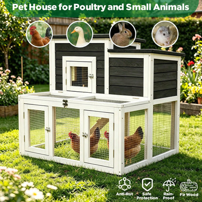 Predator Protection Wooden With 2-Tier, Easy To Clean, All-Weather For Outdoor Yard