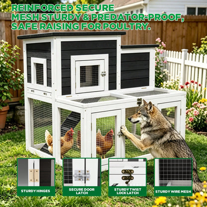 Predator Protection Wooden With 2-Tier, Easy To Clean, All-Weather For Outdoor Yard