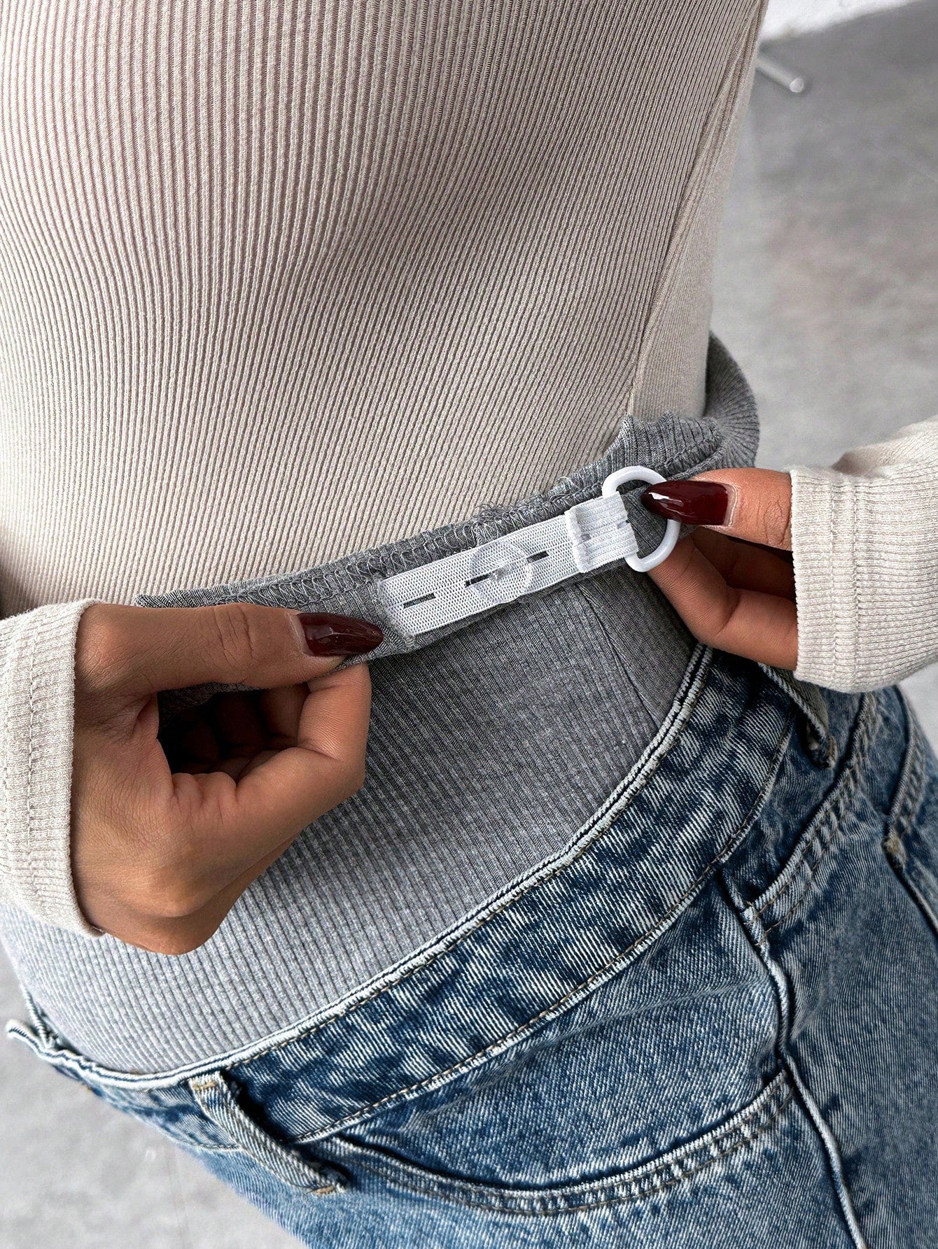 Pregnant Women Knit Panel Vintage Blue Denim Loose Maternity Pants Maternity Jeans