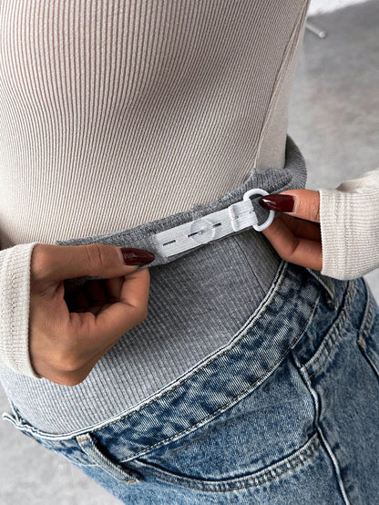 Pregnant Women Knit Panel Vintage Blue Denim Loose Maternity Pants Maternity Jeans