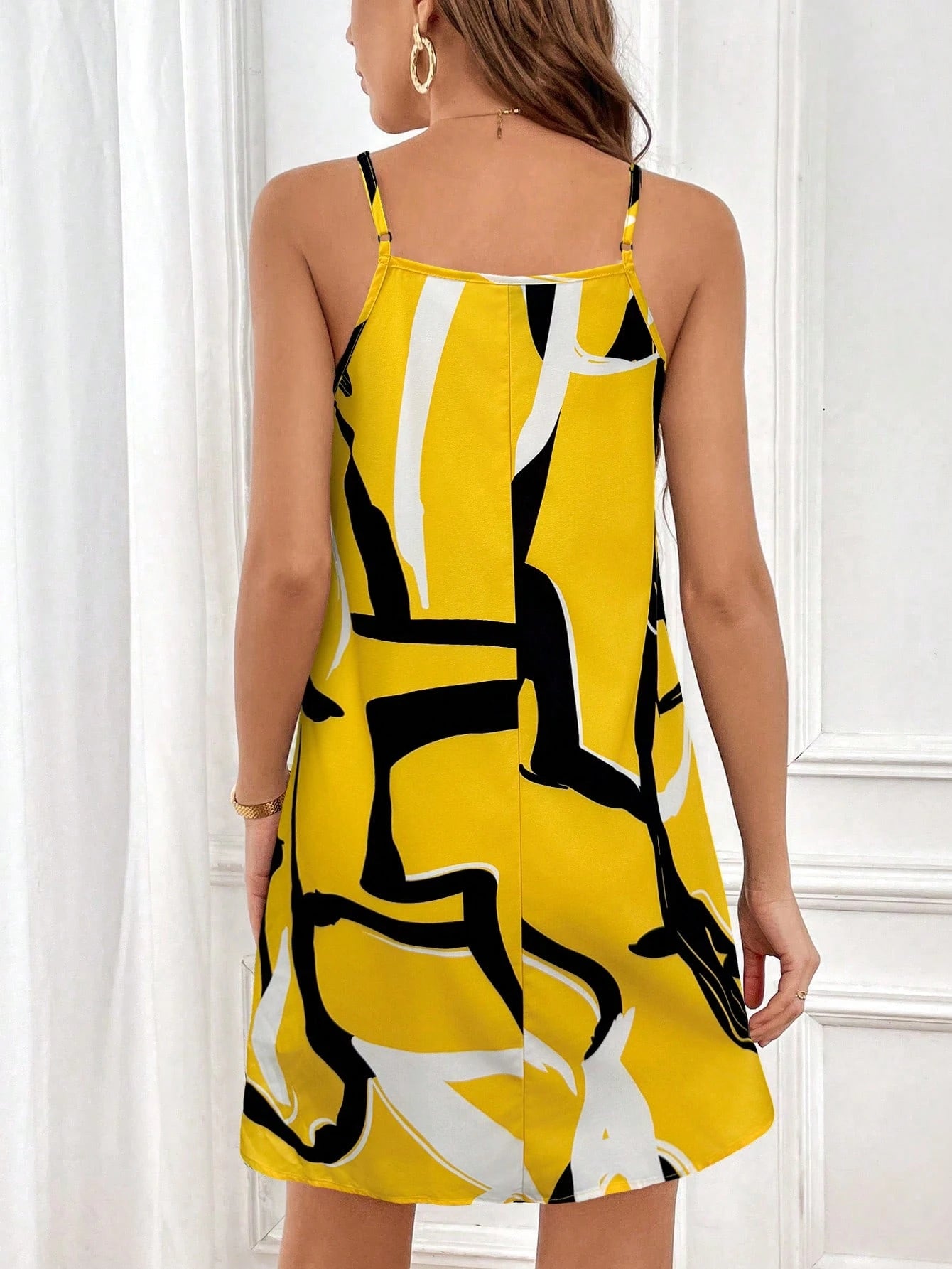 Privé Women's Loose Casual Graphic Print Short Strap Dress