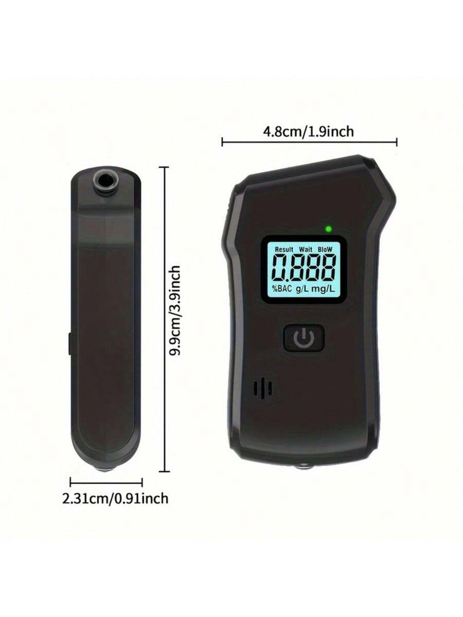 Professional High-Precision Portable Breathalyzer With LCD Digital Display- Non-Rechargeable AAA Batteries, Black ABS Design, Suitable For Home Use, Home Alcohol Detector| Digital Display Device| D