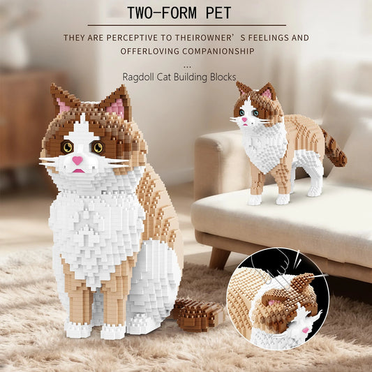 Ragdoll Cat DIY Building Blocks, Creative Room Decor, Desktop Ornament, Stress Relief Toy, Halloween Gift, Birthday Gift, Christmas Gift, Graduation Gift, Gift For Best Friend, Couple Gift, New Year G