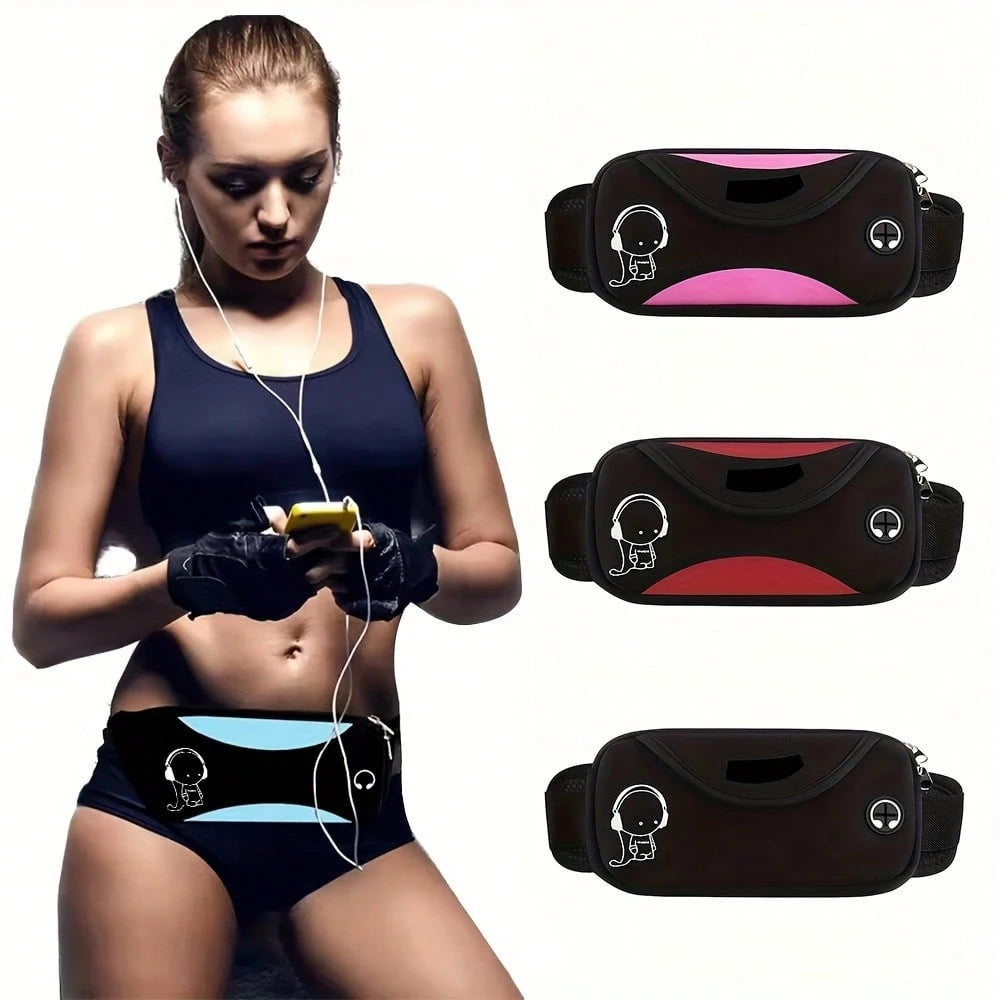 Reflective Multifunctional Running Waist Bag With High Quality Phone Pocket And Headphone Connection Port, Suitable For Storing Phones And Keys For Both Men And Women's Sports Activities
