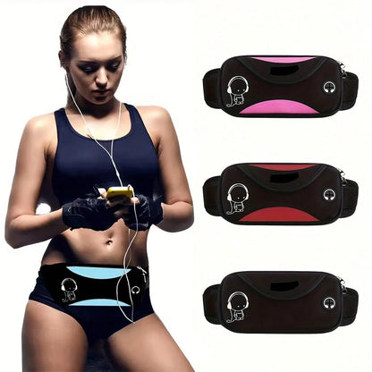 Reflective Multifunctional Running Waist Bag With High Quality Phone Pocket And Headphone Connection Port, Suitable For Storing Phones And Keys For Both Men And Women's Sports Activities