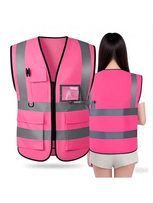 Reflective Vest, High Visibility, Blank, XXXL, Motorcycle Jacket Vest, Fluorescent Signal, Unisex