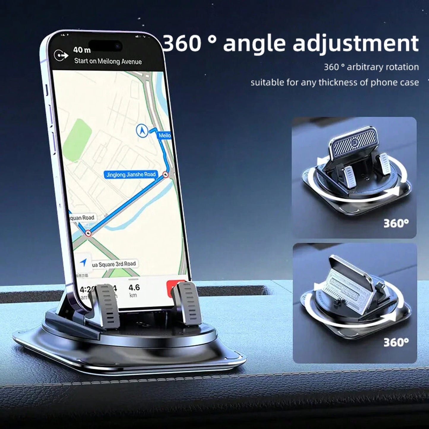 REMAX Dashboard Phone Holder With Strong Suction Base, Stable Anti Shake Smartphone Stand, 360° Rotatable Car Mount, Adjustable Desktop Phone Stand For Navigation, Driving, Office Desk, IPhone And And