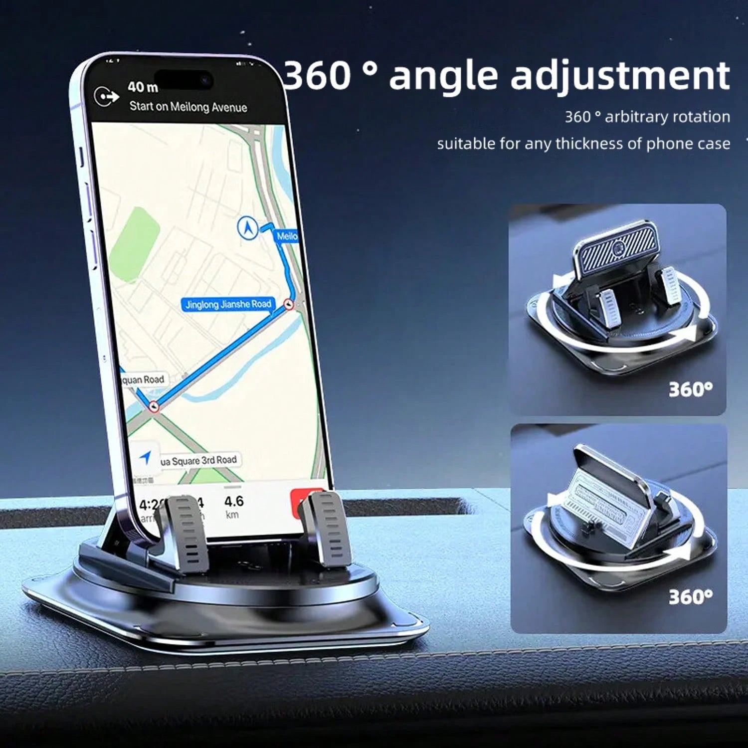 REMAX Dashboard Phone Holder With Strong Suction Base, Stable Anti Shake Smartphone Stand, 360° Rotatable Car Mount, Adjustable Desktop Phone Stand For Navigation, Driving, Office Desk, IPhone And And