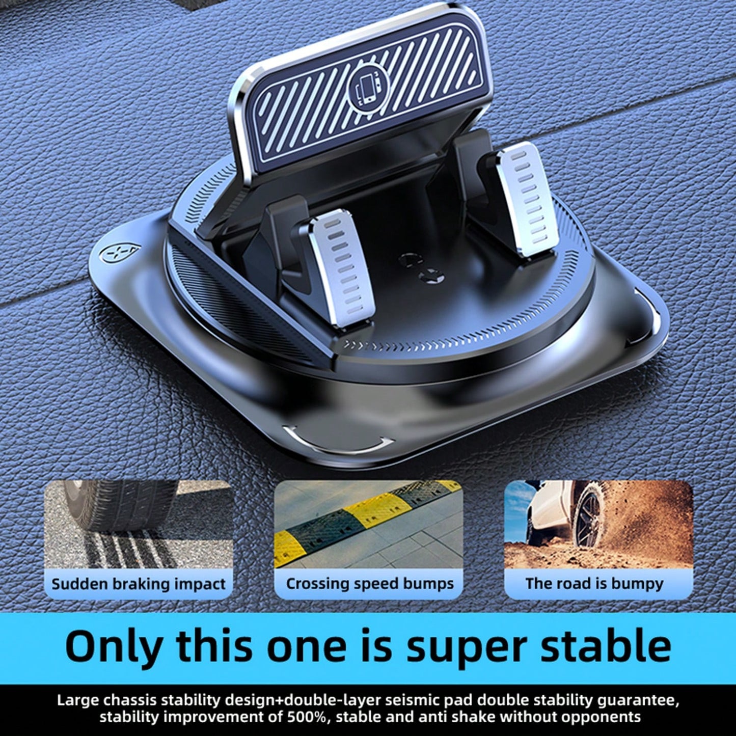 REMAX Dashboard Phone Holder With Strong Suction Base, Stable Anti Shake Smartphone Stand, 360° Rotatable Car Mount, Adjustable Desktop Phone Stand For Navigation, Driving, Office Desk, IPhone And And