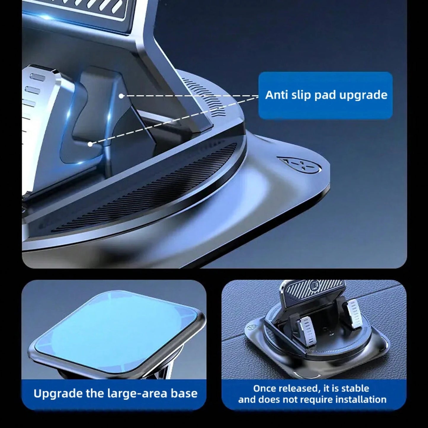 REMAX Dashboard Phone Holder With Strong Suction Base, Stable Anti Shake Smartphone Stand, 360° Rotatable Car Mount, Adjustable Desktop Phone Stand For Navigation, Driving, Office Desk, IPhone And And