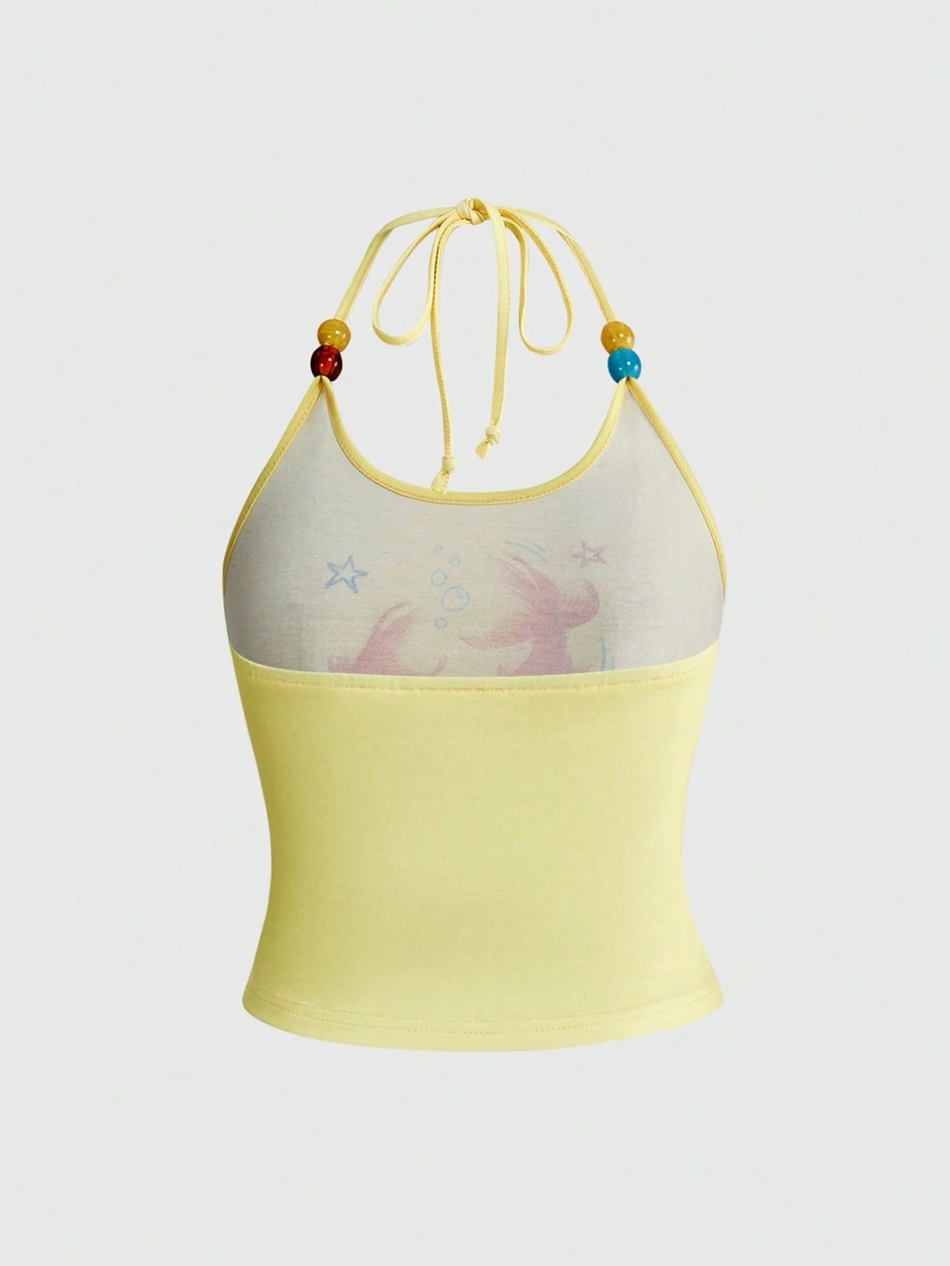 ROMWE Avant Y2K Cute Babe Island Vacation Goldfish Graffiti Print Plus Size Women Halter Top