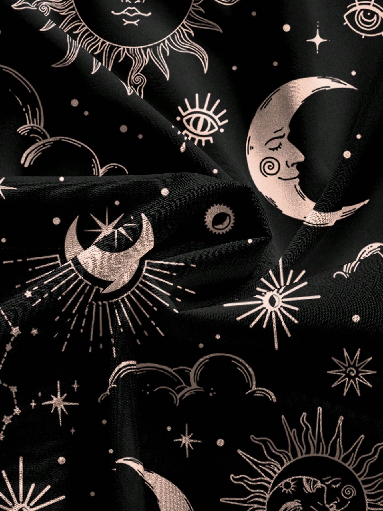 ROMWE Country Sun, Moon & Star Hippie Print Romantic Bohemian Style Spaghetti Strap Low-Cut Sexy Women Dress, Vacation