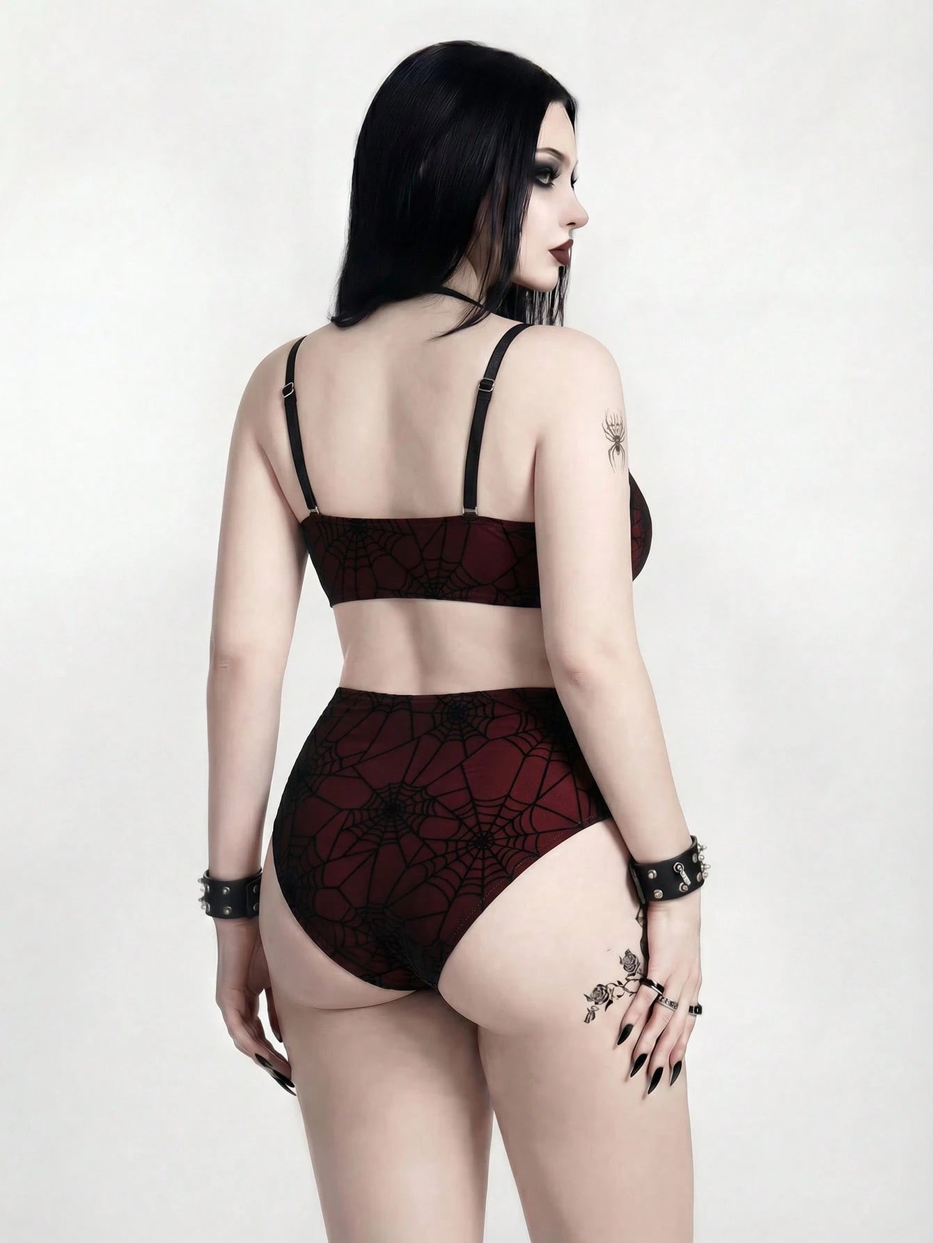 ROMWE Goth 2026 New Plus Size 2 Pieces Swimwear Set, Women Summer Beach Vacation Outfit