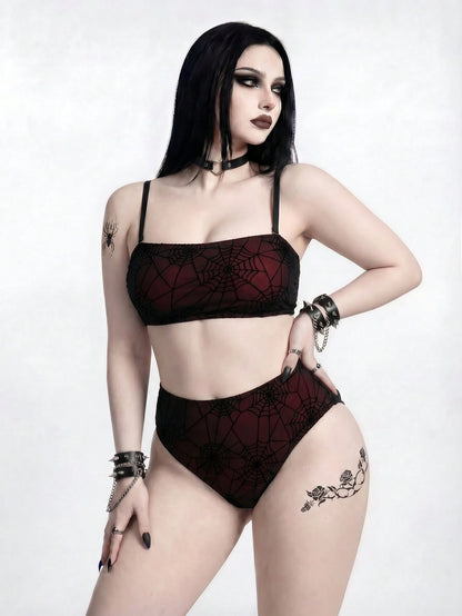 ROMWE Goth 2026 New Plus Size 2 Pieces Swimwear Set, Women Summer Beach Vacation Outfit