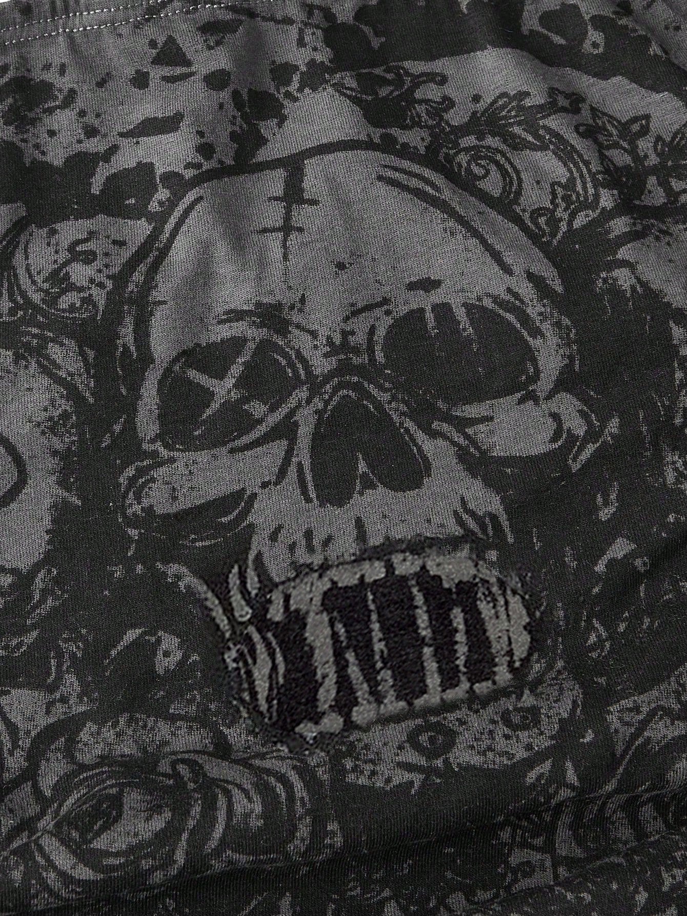 ROMWE Goth Plus Size Women's Skull Print Strapless Top For Summer