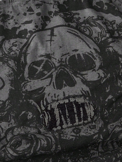 ROMWE Goth Plus Size Women's Skull Print Strapless Top For Summer