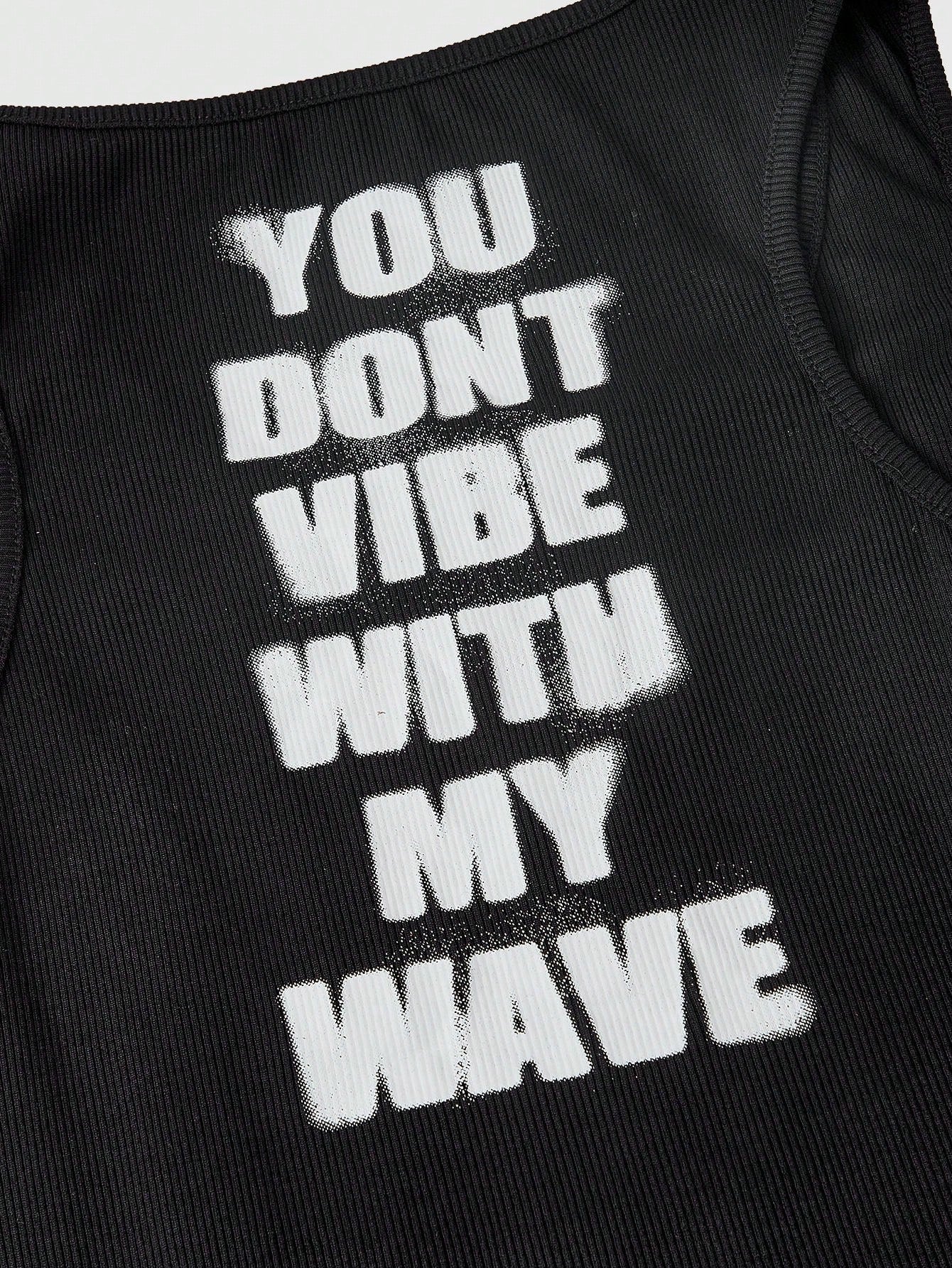 ROMWE Y2K Aesthetic Letter Print Plus Size Women's Tank Top