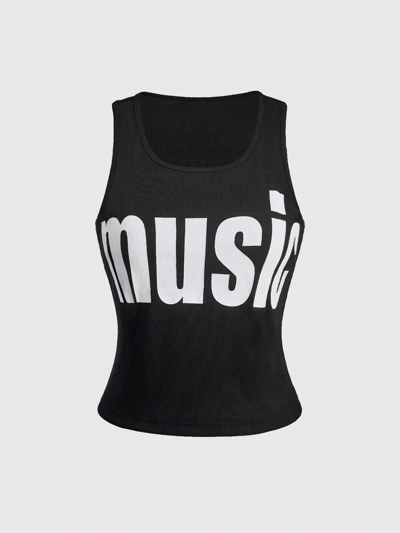 ROMWE Y2K Aesthetic Letter Print Plus Size Women's Tank Top