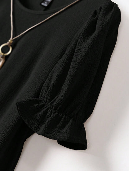 Rusticease Women Summer Casual Solid Color Puff Sleeve Mid-Length Dress,Summer Dresses For Women