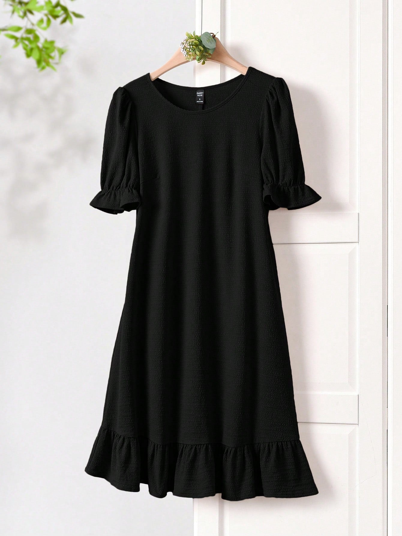 Rusticease Women Summer Casual Solid Color Puff Sleeve Mid-Length Dress,Summer Dresses For Women