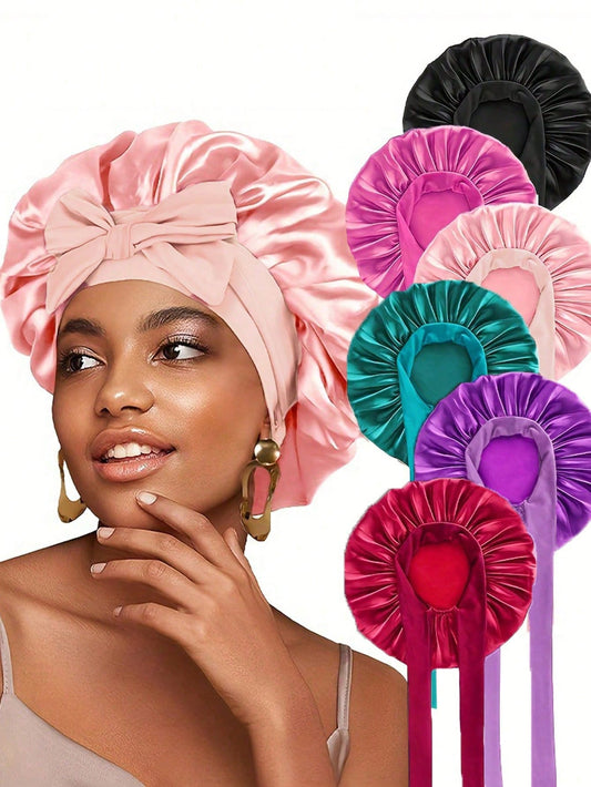 Satin Bonnet Caps For Women With Elastic Band Silk Bonnet For Sleeping Women Hair Bonnets For Sleeping Sports Daily Wear Soft Breathable Sweat Proof Reduces Frizz Breakage Tangles Fits Curly & Straigh
